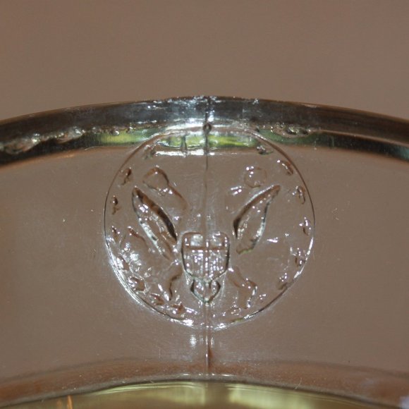 WW2 MILITARY CAP GLASS HAT Trinket Candy Bowl Engraved Miami Florida - Picture 3 of 3